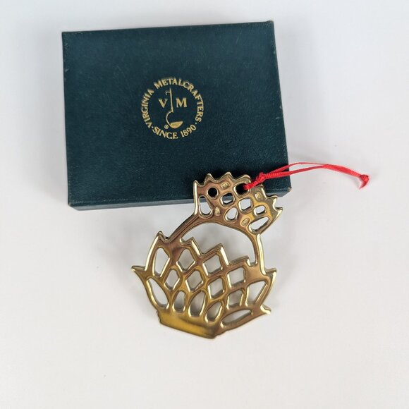 Virginia Metalcrafters Newport Pineapple Ornament Vtg 1989 In Original Box Gold - Picture 1 of 4